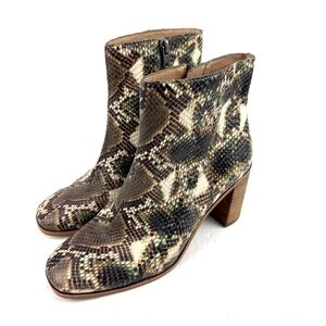 Madewell The Greer Boot 7.5 Snake Skin Embossed Leather Zip Up Bootie Womens